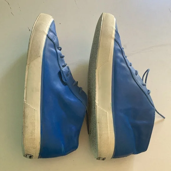 Superga Blue Leather Casual Sneakers Size 42Men’s 9 Womens 10.5 Lace Up Shoes